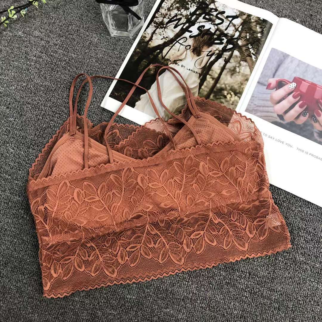 Nuevo encaje de alta calidad belleza volver chaleco inalámbrico sexy sujetador ropa interior deportiva mujeres al por mayor