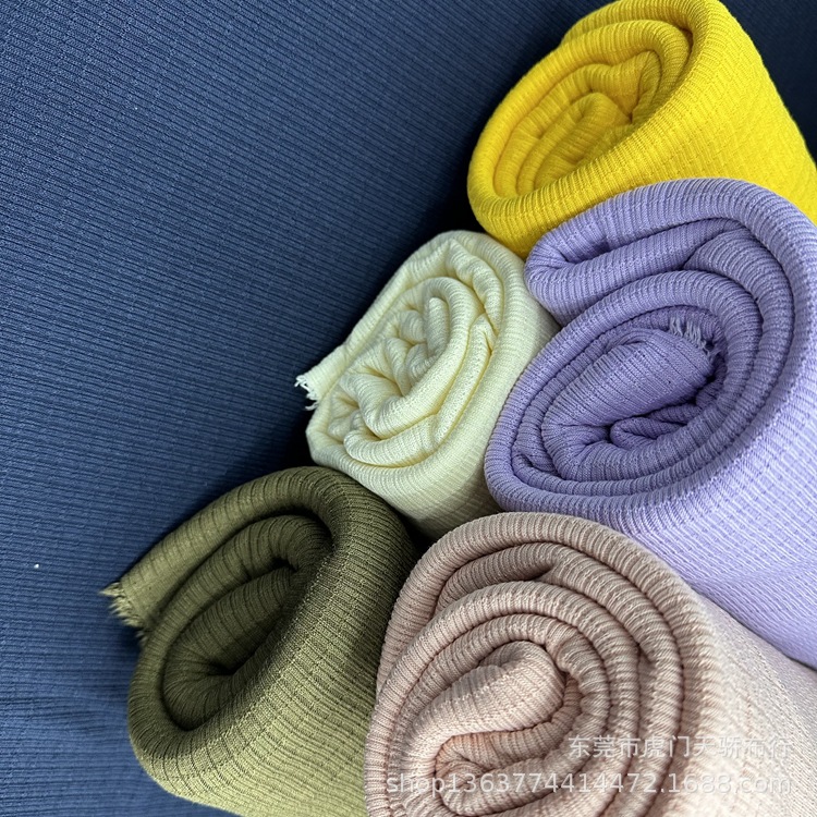 现货供应针织TR竹节华夫格 200克TR竹节罗纹华夫格 打底衫开衫料