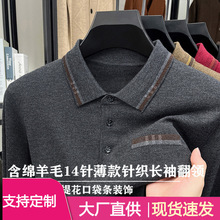 中年男士高档针织衫毛衣秋新款羊毛衫爸爸装翻领上衣PY39 HJ18209