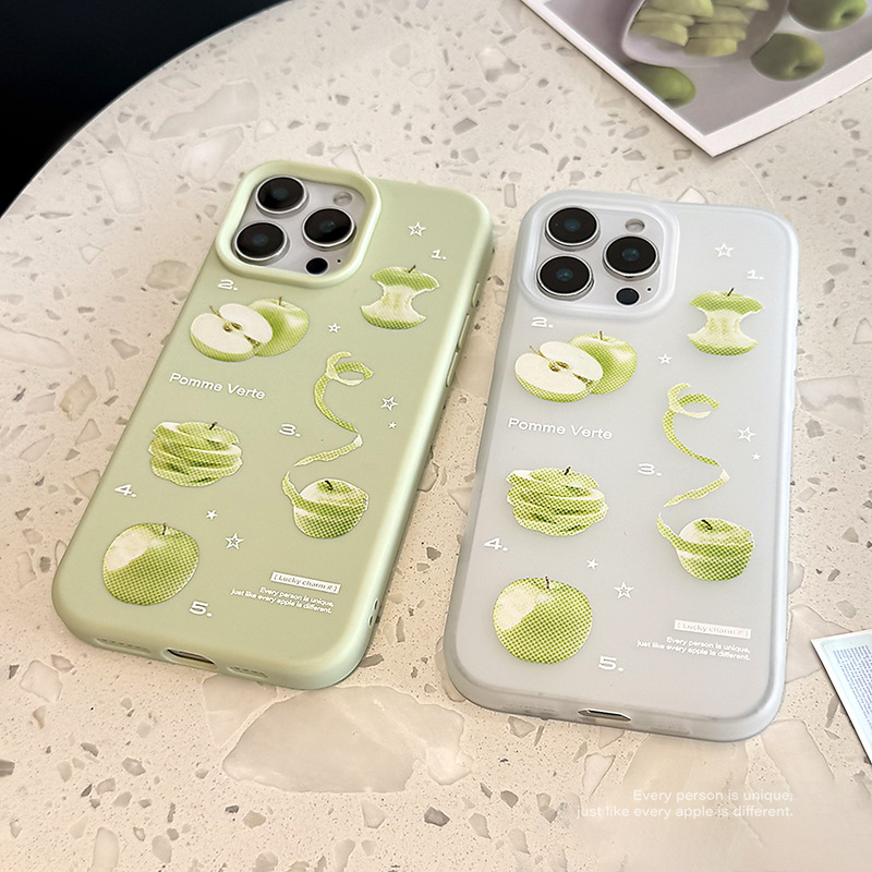 Green Apple iPhone 16 Phone Case for 17 Pro Max, Suitable for 14, Niche 13 Silicone Anti-Drop 11 Soft Case, Fresh Style Green Apple iPhone 16 Phone Case for 17 Pro Max, Suitable for 14, Niche 13 Silicone Anti-Drop 11 Soft Case, Fresh Style
