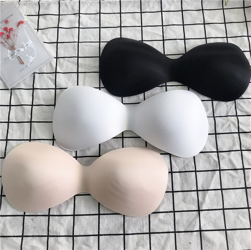 Thickened padded bra, tube top, one-piece sponge insert, palm-shaped push-up small breast padding, about 1.2cm thick