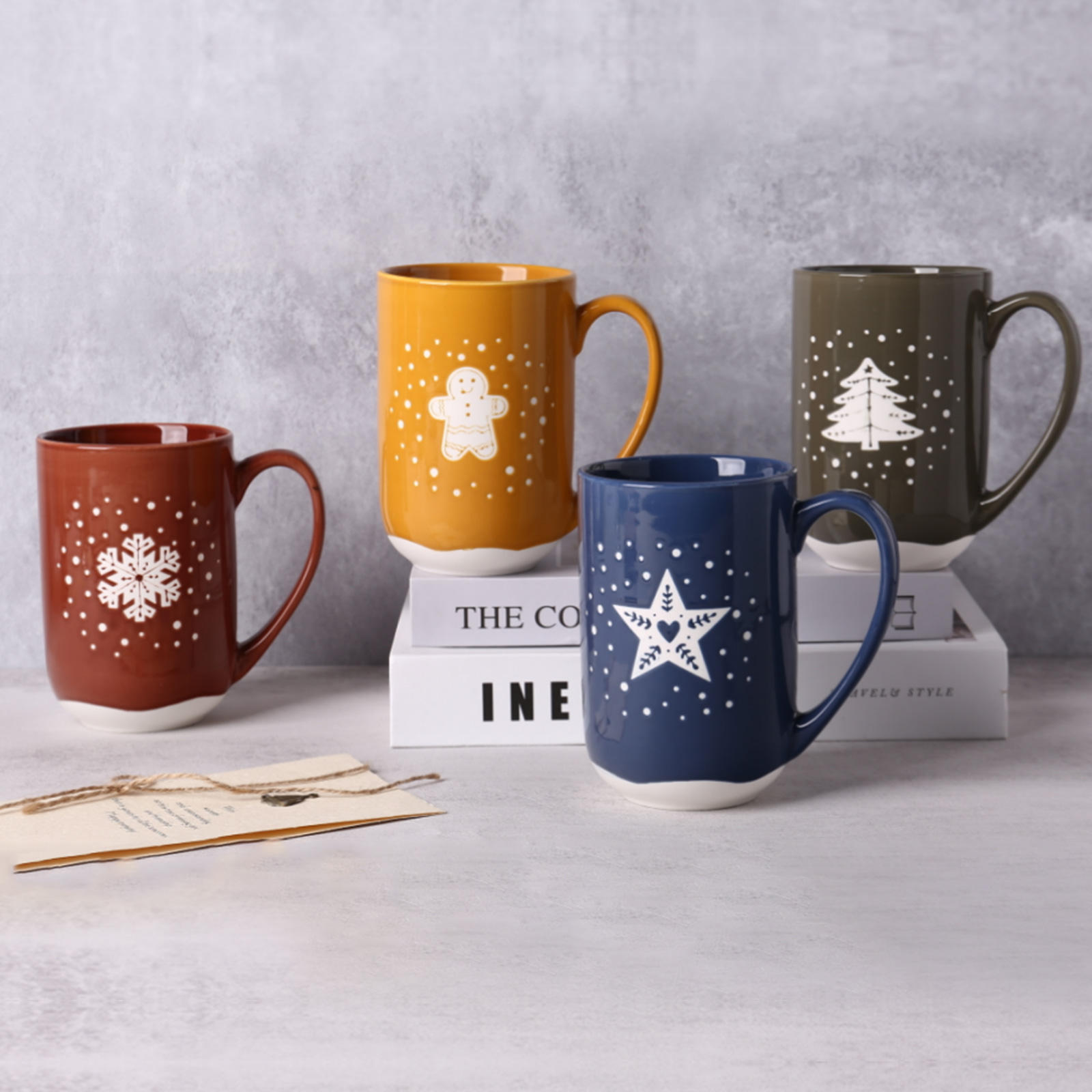 Taza de café de Navidad taza de cerámica merryVintageChristmasCupCeramicmug taza lujosa
