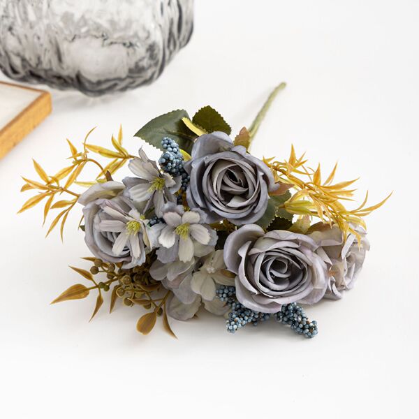 Autumn roll rose fake flower bouquet cross -border European -style…