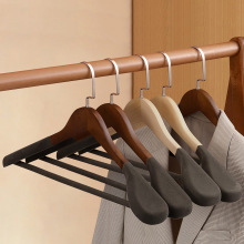 植绒实木衣架肩无痕高档酒店大衣宽肩衣撑家用防滑西装西服衣挂