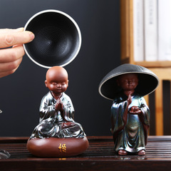 Creative Home-Use Kung Fu Tea Set Accessory: Ceramic Tea Filter, Tea Strainer, Leaf Mesh, and Zisha Figure Decorations