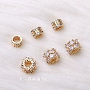 18k copper-clad gold dumb gold color-preserving inlaid bead wreath crown ring beads 10mm bracelet diy loose bead accessories