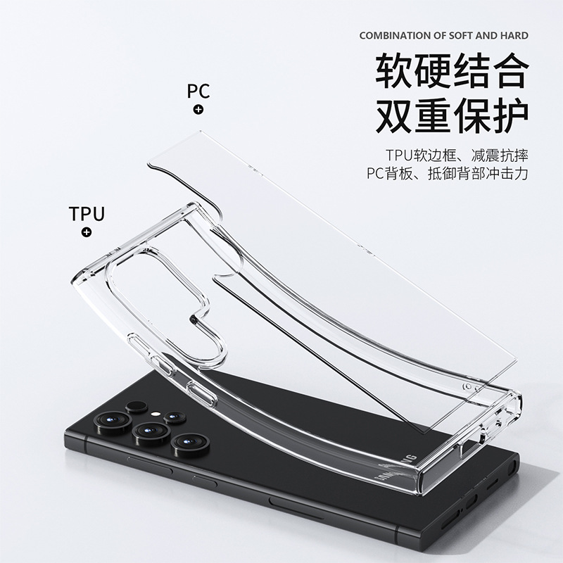 Aplicable a la carcasa del teléfono móvil Samsung S24ULTRA transparente nuevo S24pro funda protectora airbag resistente a la caída S24 Shell transfronterizo