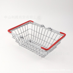 ミニショッピングバスケット鉄芸シミュレーション収納精緻子供子供買い物バスケット収納バスケット多色大中小サイズ