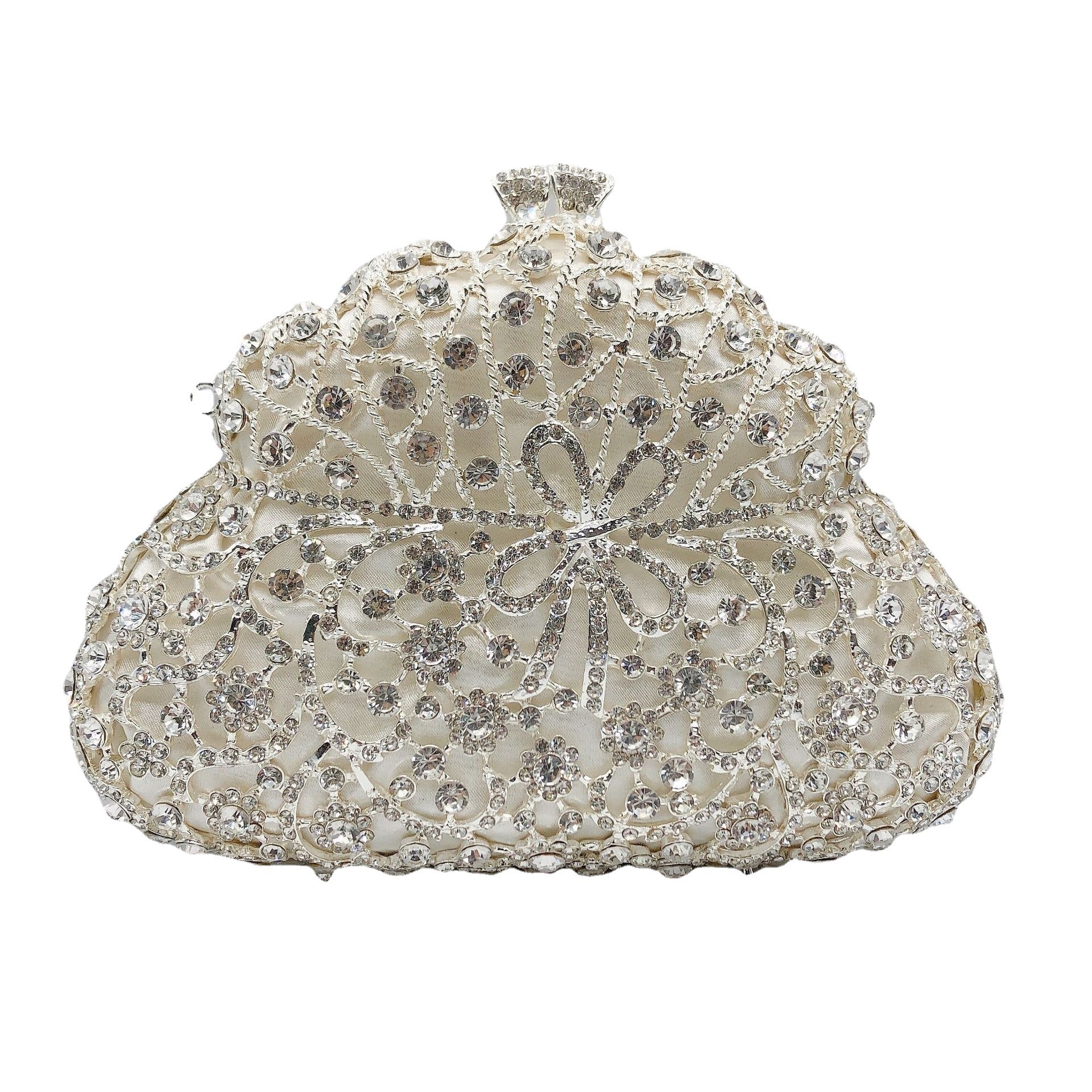 Nuevo paquete de diamantes transfronterizos caja metálica hueca bolsa de mujer bolsa de cristal de diamantes bolsa de banquete embrague