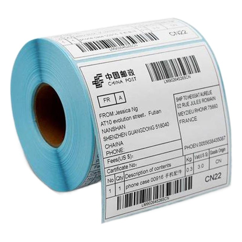 Papel térmico autoadhesivo de tres resistencias para etiquetas, papel de impresión de códigos de barras, etiquetas logísticas plegables de tres resistencias, personalización de etiquetas adhesivas