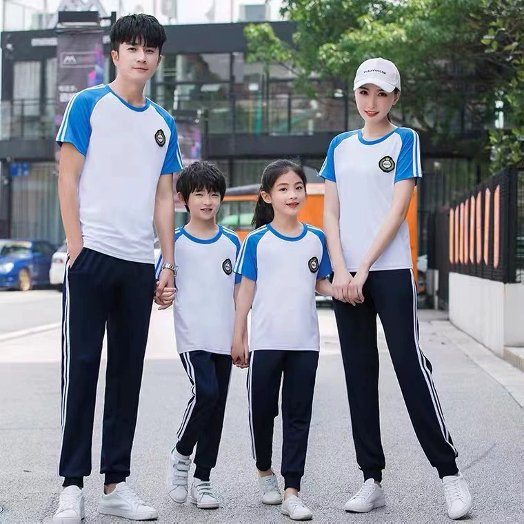 Летняя тонкая школьная форма с круглым вырезом для учащихся начальной и средней школы костюм с коротким рукавом униформа для класса средней школы закрытые брюки в студенческом стиле Повседневная