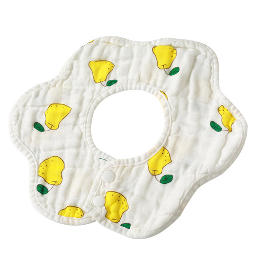 6-layer pure cotton high-density spit Bib infant Class A children's gauze bib maternal and baby supplies cartoon petal baby bib