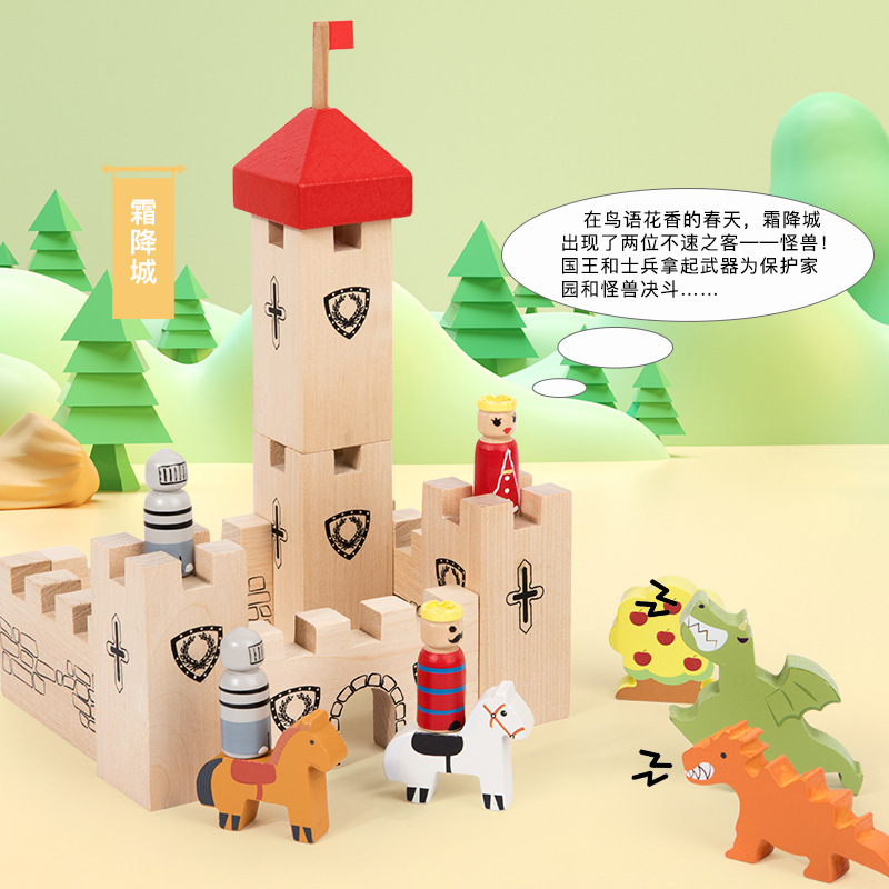 Juegos de mesa de bolsillo castillo despacho de aduanas para niños puzzle lógica de pensamiento orientación espacio soldado guardia juguetes de madera