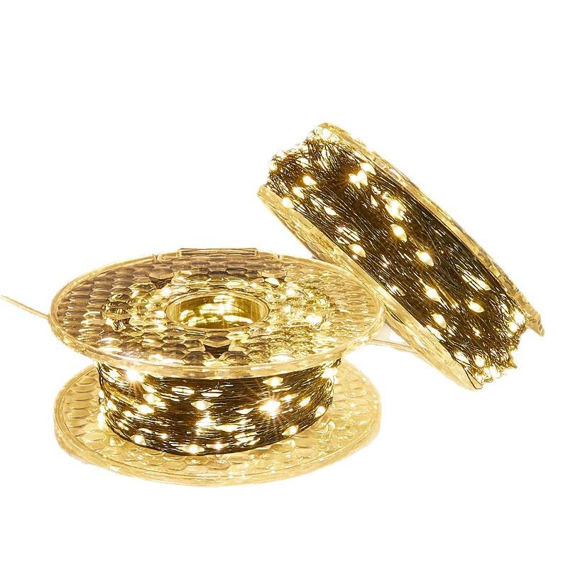 Decoración del árbol de Navidad estrella de color LED lámpara de luz parpadeo cadena de la escena de Navidad atmósfera de diseño de lámpara de cobre completo