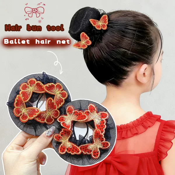 Girls' New Autumn and Winter Fabric Patch Butterfly Strawberry Cherry Hair Tie, Ancient Style Fairy-Like Bun Hair Tie, Cute Hair Accessory