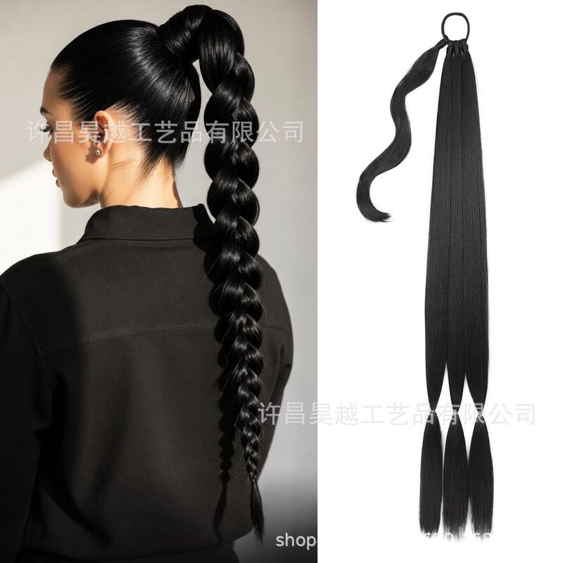 Cross-border wig ponytail wrap-around hair extensions synthetic wig braids boxing ponytail in stock new foreign trade product Cross-border wig ponytail wrap-around hair extensions synthetic wig braids boxing ponytail in stock new foreign trade product