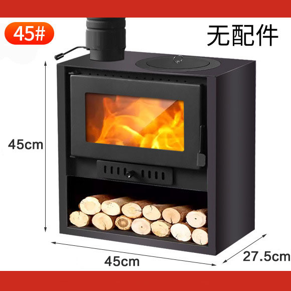 horno de calefacción interior horno de gasificación de doble propósito carbón horno de calefacción doméstica rural horno de fuego real de madera chimenea