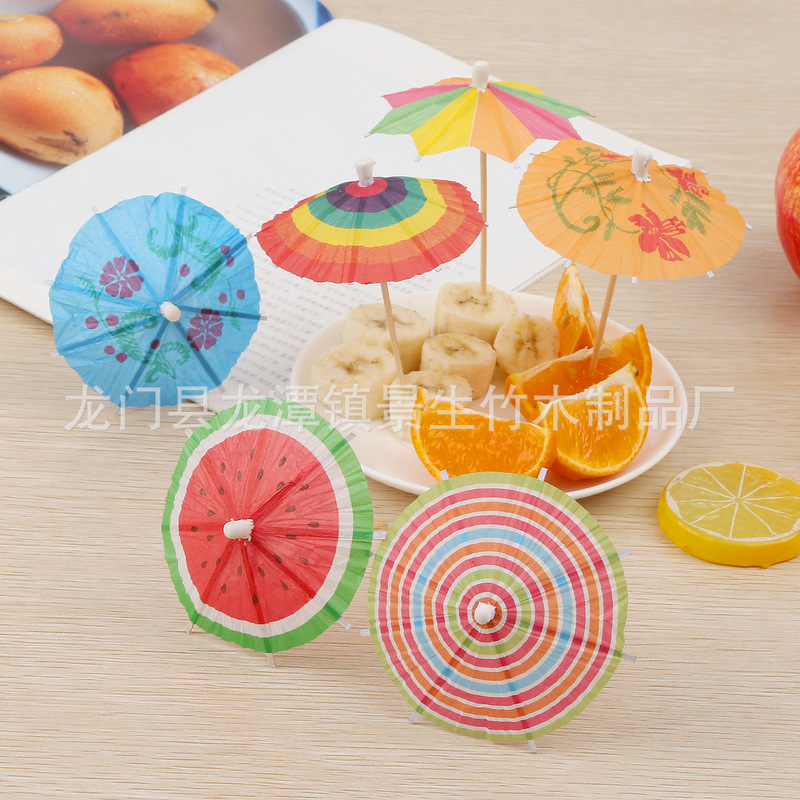 Flower Paper Small Umbrella Cocktail Fruit Cake Snacks Cold Dishes Platter Creative Mini Art Toothpick Decorative Art Sign