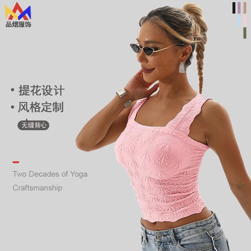 2025 новый жаккардовый жилет для женщин на улице высокого уровня тонкое чувство без рукавов спортивный жилет весной и летом через границу оптом