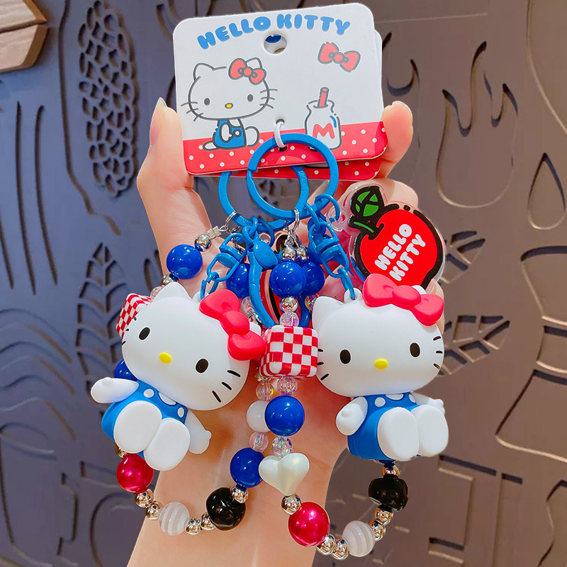 Authentic Sanrio Beaded Chain Keychain Cartoon Kt Cat Doll Doll Girls Exquisite Bag Pendant Small Drip