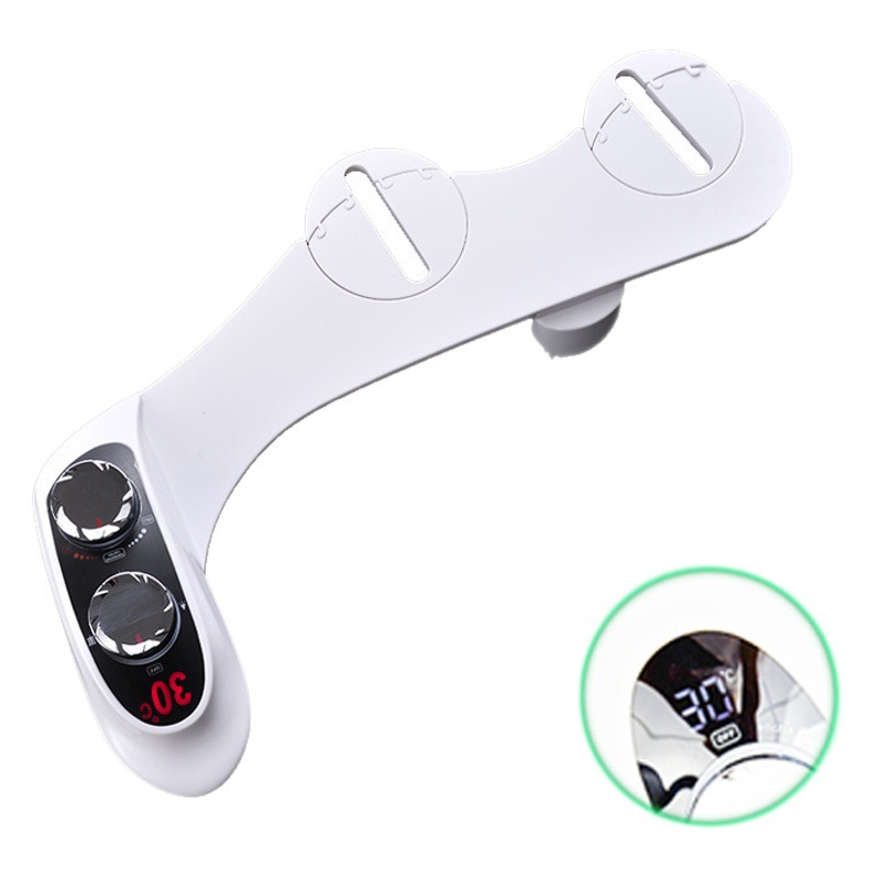 Foreign Trade New Temperature Display Smart Toilet Cover Unplugged Bidet Hot and Cold Water Simple Women's Fart Wash Double Nozzle