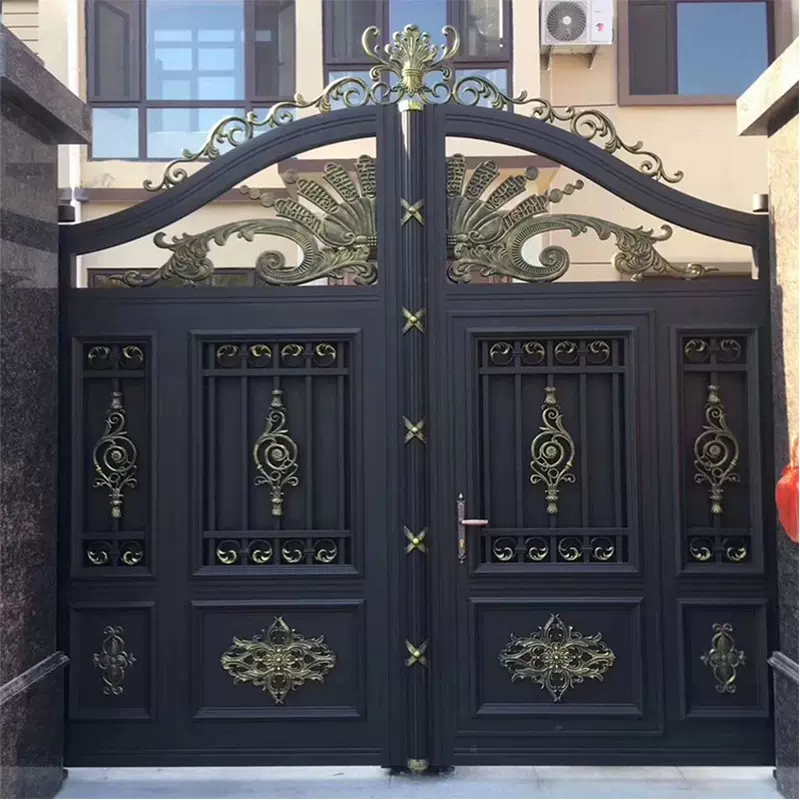 防腐铸铝别墅庭院车库大门平开门平移门铸铝大门农村自建房防盗门
