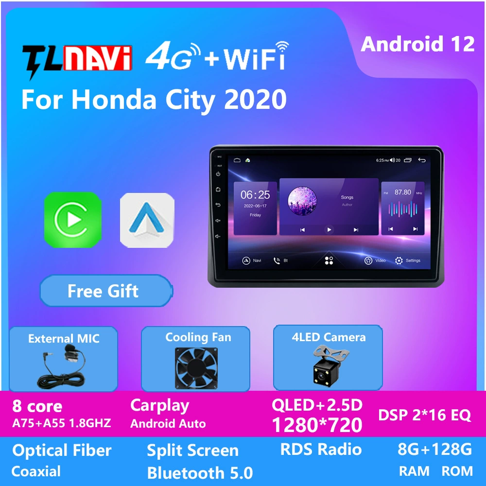 Подходит для Honda City (Fengfan) 2020, автомобильная Android-мультимедийная система с большим экраном и поддержкой всех сетей