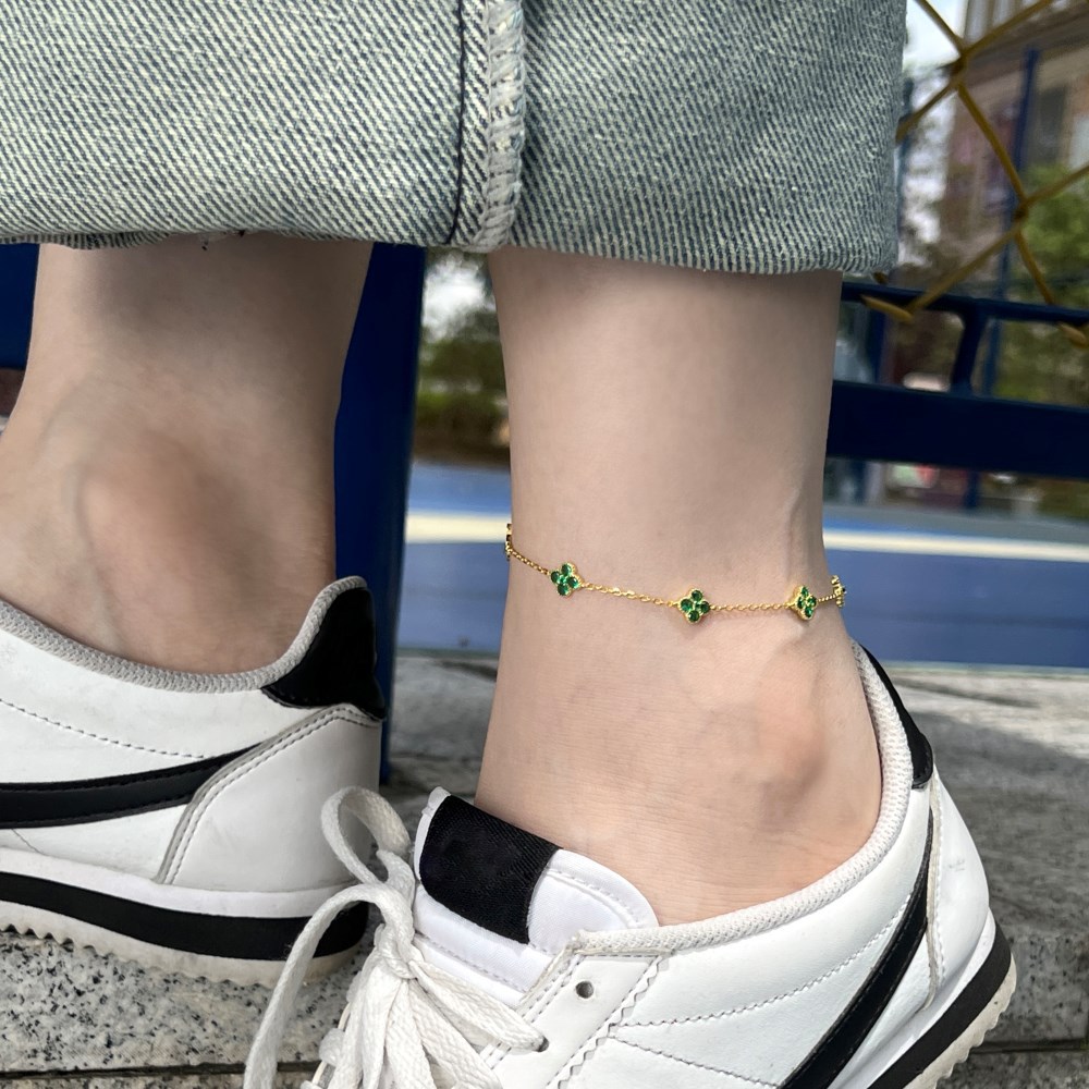 6g Weight Zircon Inlay Material Anklet Classification 1 Piece Quantity Holiday, Wedding, Daily Occasion 925 Sterling Silver Material Flower Pattern Women's Gender Inlay Design Elegant, Simple Style Style Wholesale Jewelry Elegant Simple Style Flower 925 Sterling Silver Zircon Inlay Anklet 12