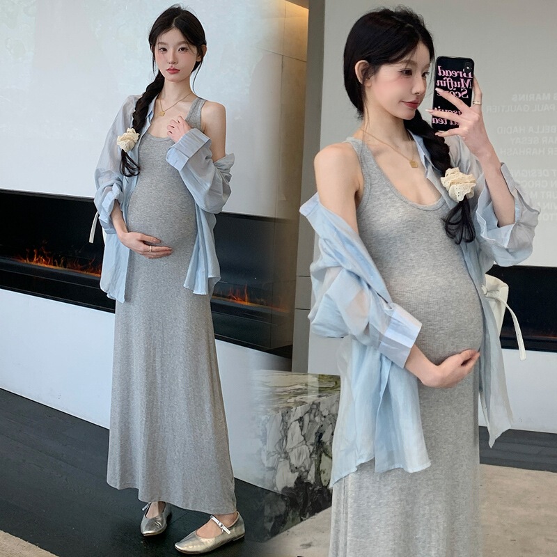 Maternity Wear Spring 2026 New Style Dress, Spring Season High-End Maternity Outfit, Beautiful Dress That Doesn'T Show Pregnancy, Set