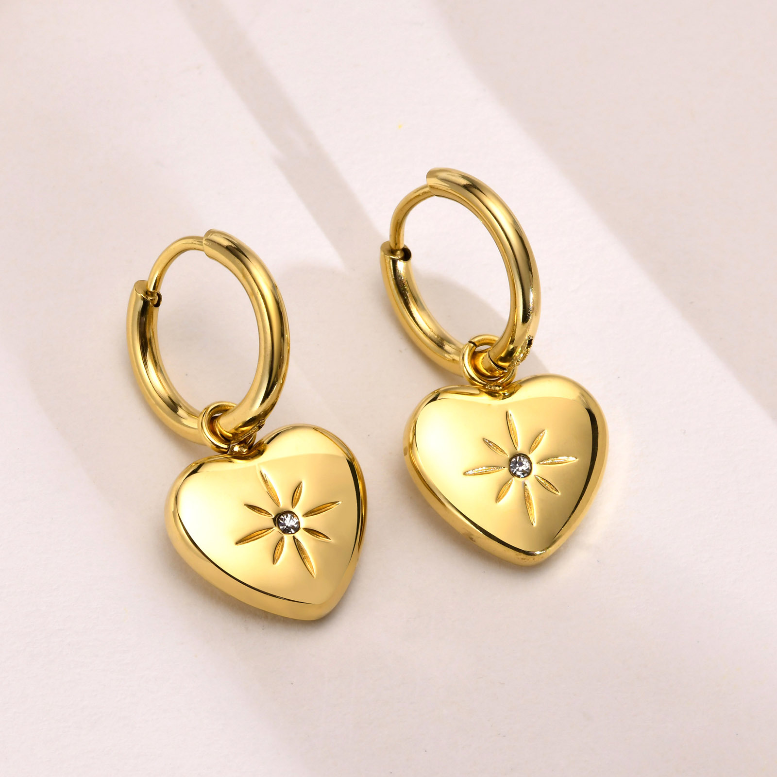 9g Weight 304 Stainless Steel Ear Needle Material Charm Sleeper Hoop Earrings, Drop Earrings Classification 1 Pair Quantity Holiday, Daily Occasion 304 Stainless Steel Material Star, Moon, Heart Shape Pattern Women's Gender Casual, Simple Style Style 1 Pair Casual Simple Style Star Moon Heart Shape 304 Stainless Steel Drop Earrings 14