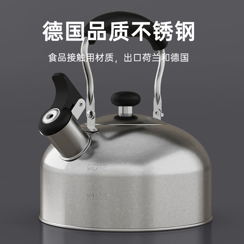 Hervidor de acero inoxidable para acampar al aire libre, hervidor que produce sonido, hervidor doméstico de gran capacidad, cocina de inducción de fondo plano, estufa de gas