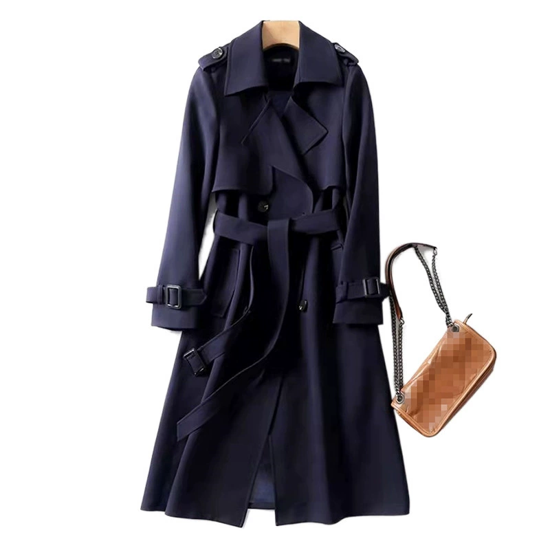Длинное осеннее trench coat, японско-корейский стиль, для импорта, середина длины, корейский стиль, британский стиль