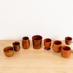 Wooden cups sour jujube wood creative Japanese style wine glasses Nordic style large belly cups mugs beer cups wooden tea cups wooden cups