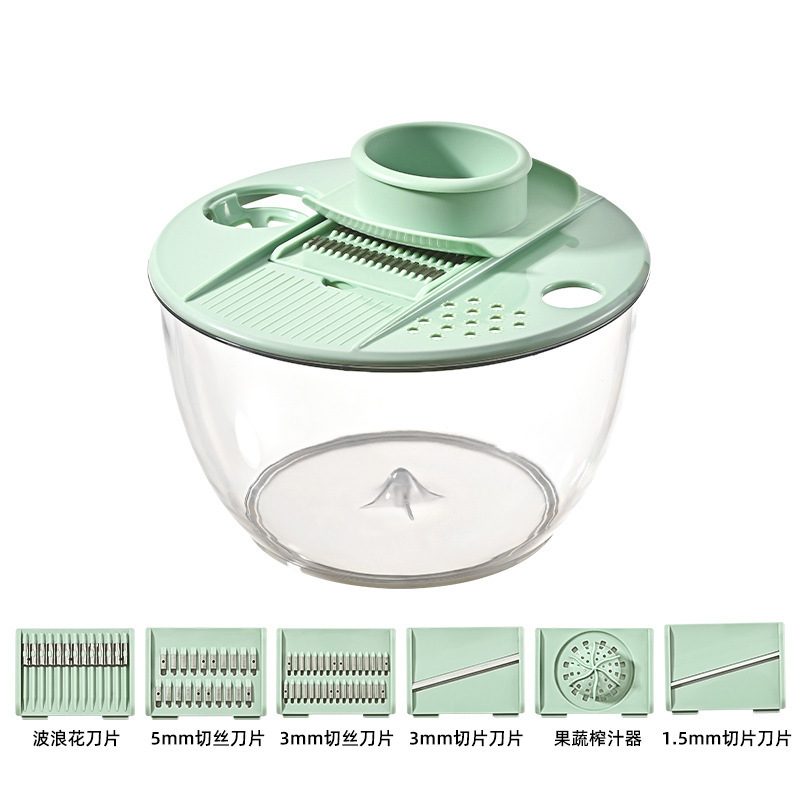 厨房家用蔬菜沙拉脱水器多功能切菜器大容量果蔬甩干器厨房沥水篮|undefined