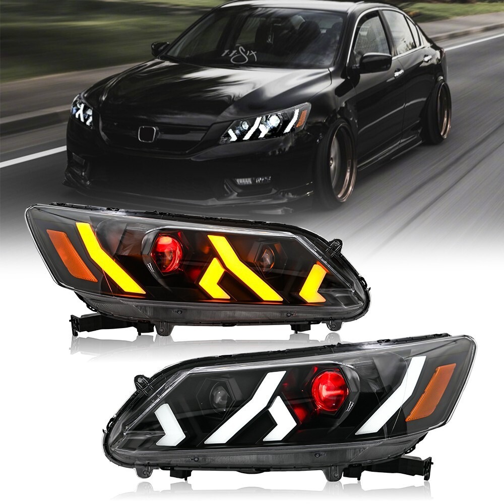 Aplicable a 14 - 15 nueve generaciones de conjunto de faro Accord modificado Lamporghini LED luz diurna luz de dirección de corriente