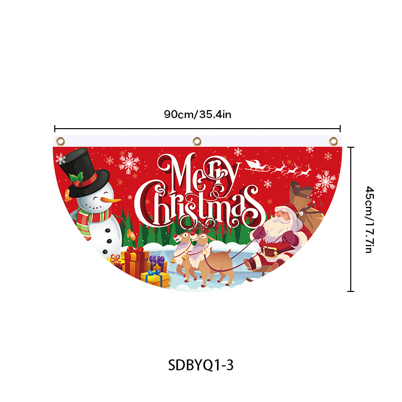 国境を越えた新しいクリスマス扇形旗欧米クリスマスパーティーに旗を掲げたガードレールが半円旗扇形旗を飾っている|undefined