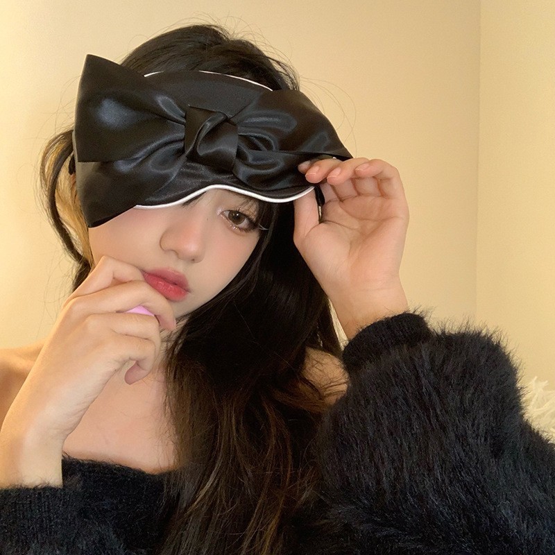 Soft Bow Blindfold Eye Mask for Women, Comfortable Sun-Shading Sleep Mask, Dark Green — detail image 8