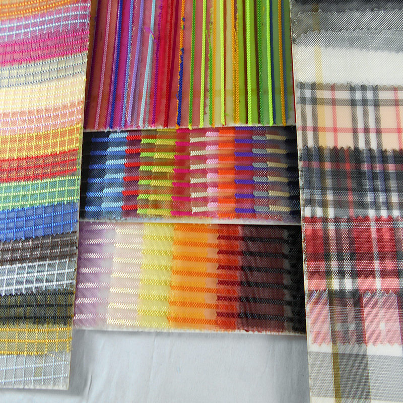 新款锦纶纱网七彩条格子网眼布尼龙平网提花网文具袋鞋包工艺面料