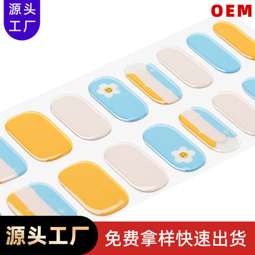 Zhengxiang Internet celebrity semi-cured nail stickers customized Amazon gel UV nail stickers 3D bronzing phototherapy nail stickers