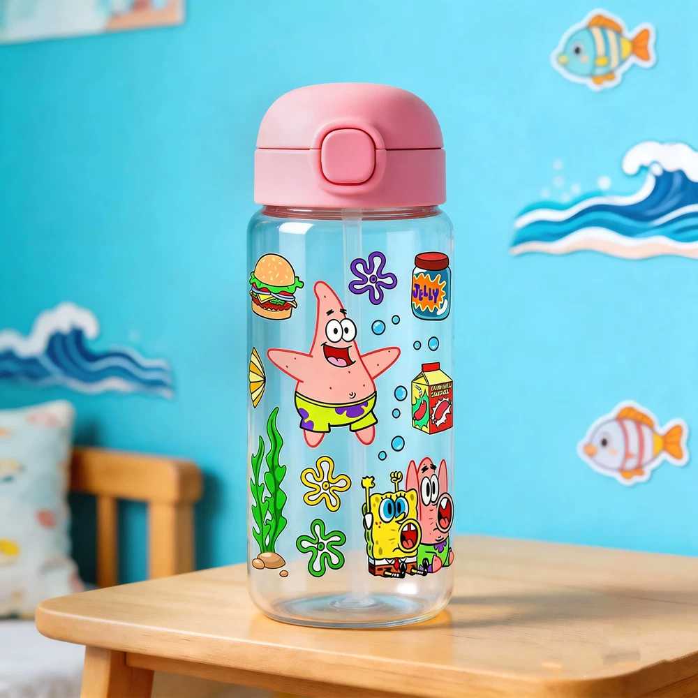 Linda pegatina de vaso de agua de Bob Esponja impermeable facción Big Star cangrejo dueño de hervidor de agua pegatina en relieve modelo q
