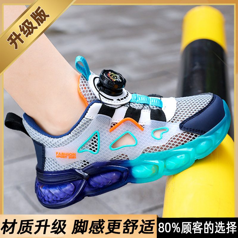 Jinjiang sandalias para niños, verano 2025, nuevos zapatos deportivos de malla para niños, zapatos transpirables de malla para niños grandes