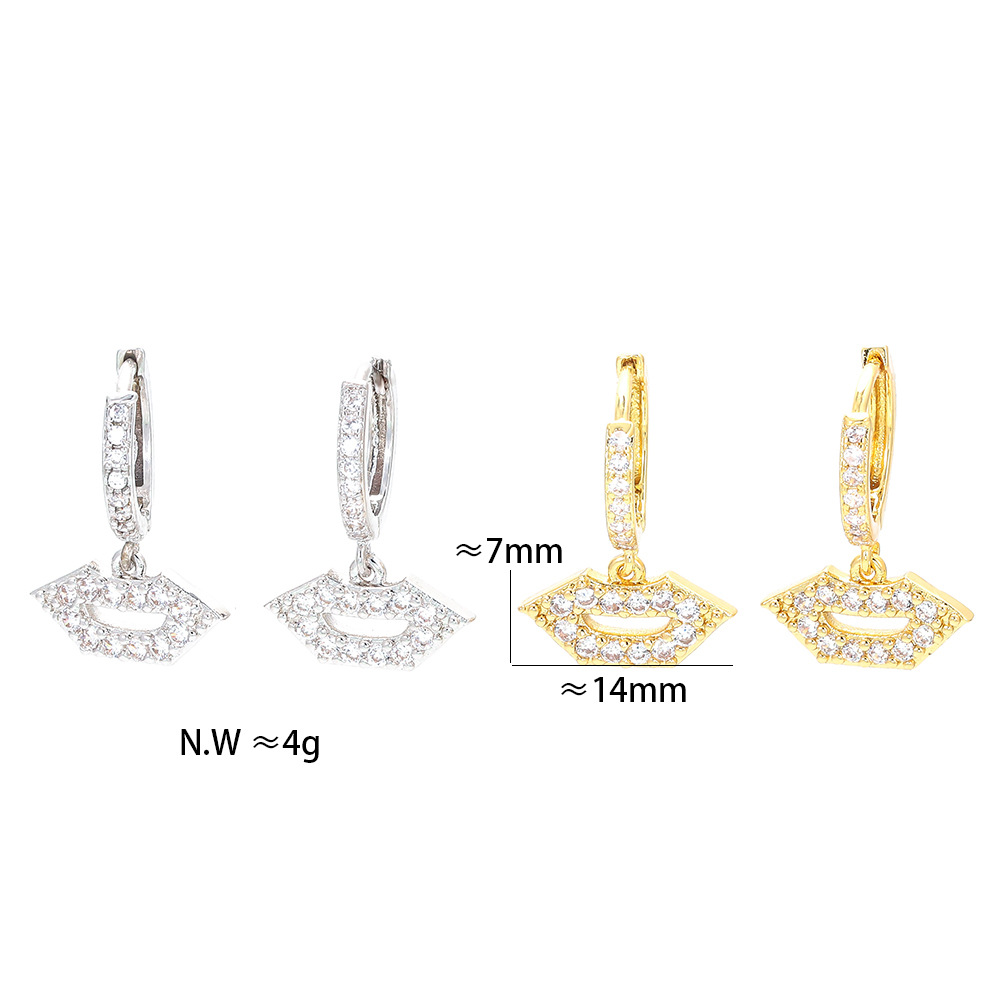 Unisex Gender Plating Design Fashion Diamond-studded Lip Earrings