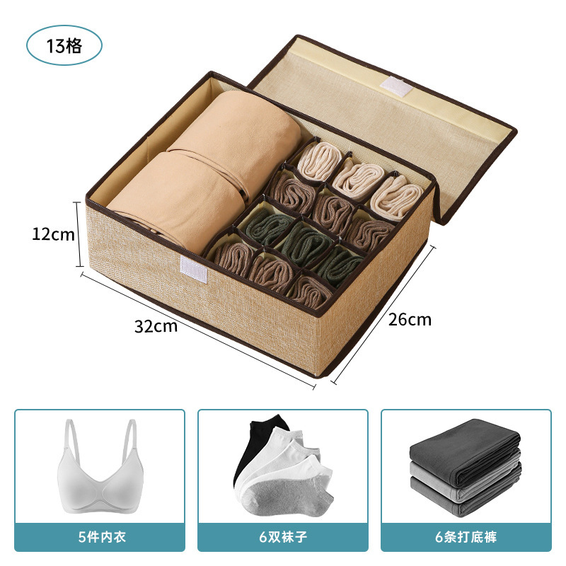 Caja de almacenamiento de calcetines con cubierta para ropa interior casera cajón de escritorio armario de almacenamiento de ropa de alta calidad