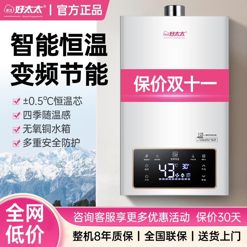 Haotaitai Gas Water Heater Natural Gas 12 Liters 16 Liters Household Electric Constant Temperature Strong Exhaust Natural Gas Balanced Gas