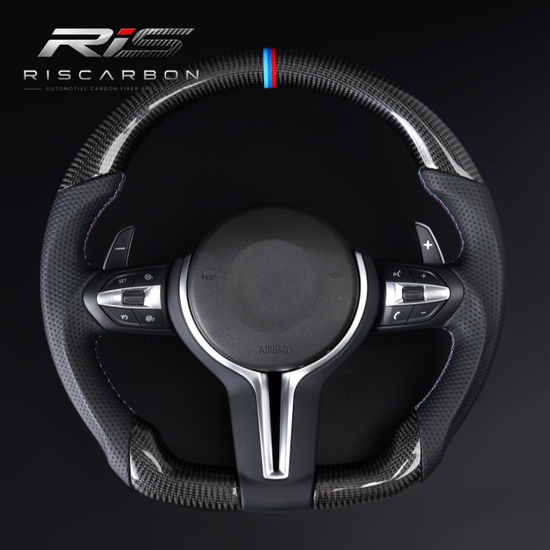 Carbon fiber M logo flat-bottom steering wheel compatible with BMW F30F10F11F15F16F20F25F18M3M5