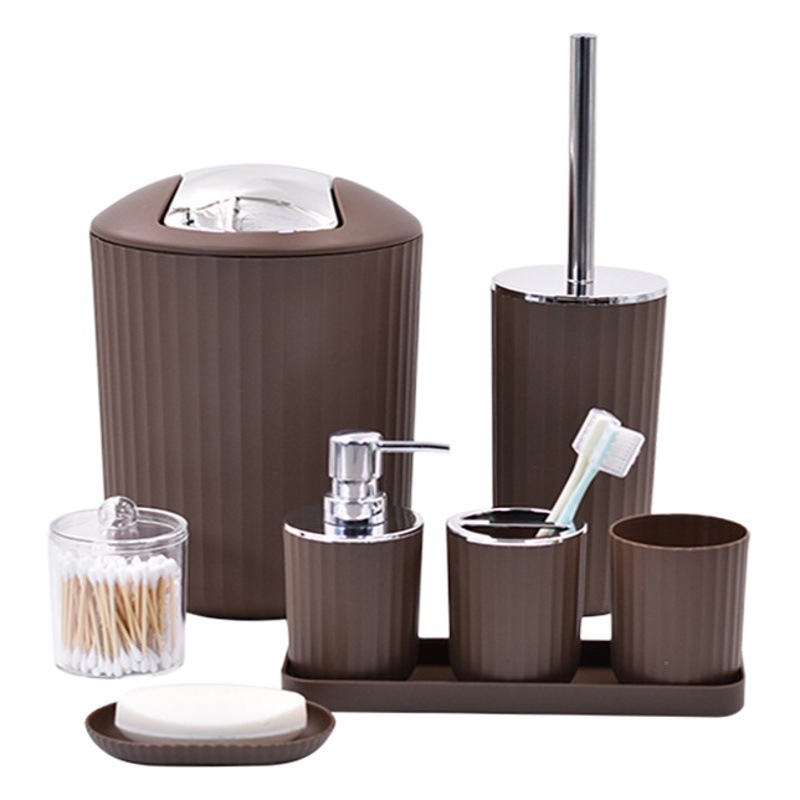 Bathroomset Hotel mesa de lavado suministros combinación traje cepillo de dientes titular botella de líquido Kit de baño conjunto de ocho piezas