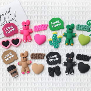 Pvc Soft Rubber Rabbit Accessories DIY Mobile Phone Case Material Hairpin Headdress Brooch Shoe Buckle Decorative Water Cup Refrigerator Patch