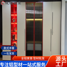 厂家批发铝合金极简长虹玻璃门型材 轻奢全铝家居衣柜柜门推拉门