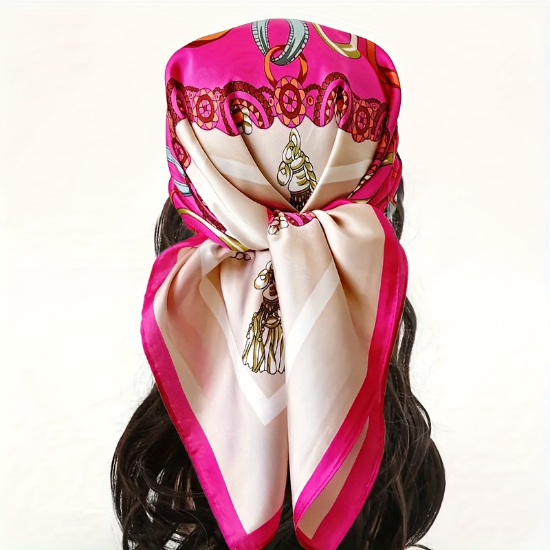 70 bufandas de seda cuadrada alta sensación de moda coreana versátil bufandas de seda de impresión retrógrada