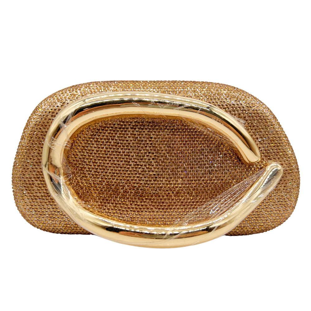 Túi clutch nữ đính đá dạ hội – túi cầm tay đeo chéo dự tiệc cưới — Màu vàng, Màu sâm panh, Màu bạc, Màu xám